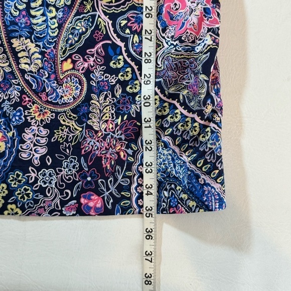 Talbots Dress Womens Size 2 Paisley Shift Sleeveless Ruffle Collar Zip Stretch - Picture 5 of 9